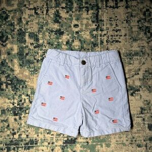 Light Blue Shorts with Flag Embroidery